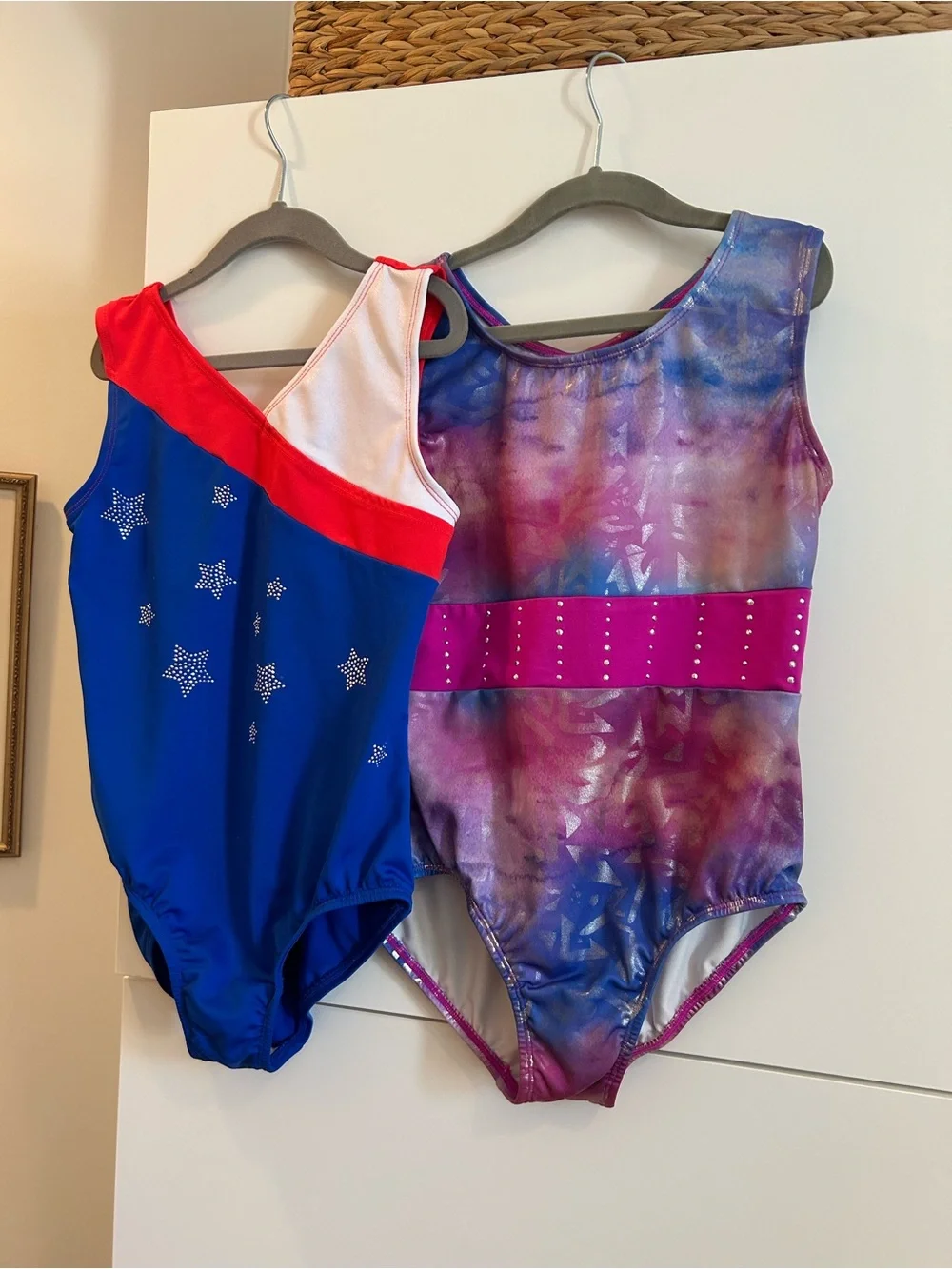 Set of 2 Leotards - Stars and Stripes & Purple, Blue, Pink - Size L (10/12)